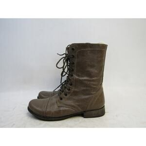 STEVE MADDEN Womens Sz 6 M Brown Leather Zip Combat High Ankle Boots TROOPA